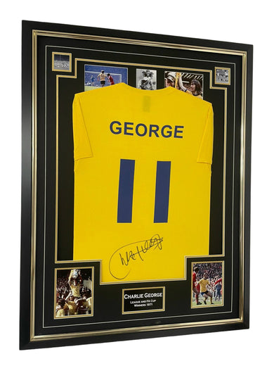 Framed Charlie George Signed T Shirt 1971 Double Winner