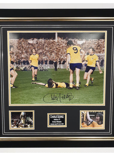 Framed Charlie George Signed Photo-Signed Shirt-The Invincibles Store